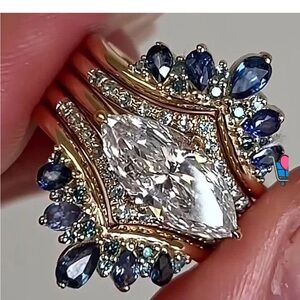 4ct Marquise Cut White Sapphire Wedding Set